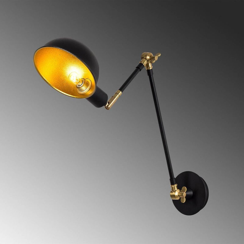 Opviq Wandleuchte aus Metall in Gold und Schwarz, B/H/T: 30 x 50 x 15 cm, E27 - Bild 3