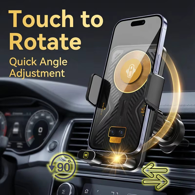 TONGDAYTECH X18 Auto-Handyhalterung mit kabelloser Ladefunktion und 90 Grad Rotationshalterung für Samsung S25 und iPhone 17 16 15 14 13 12 Pro Max, Schwarz, für Lüftungsschlitze - Bild 2