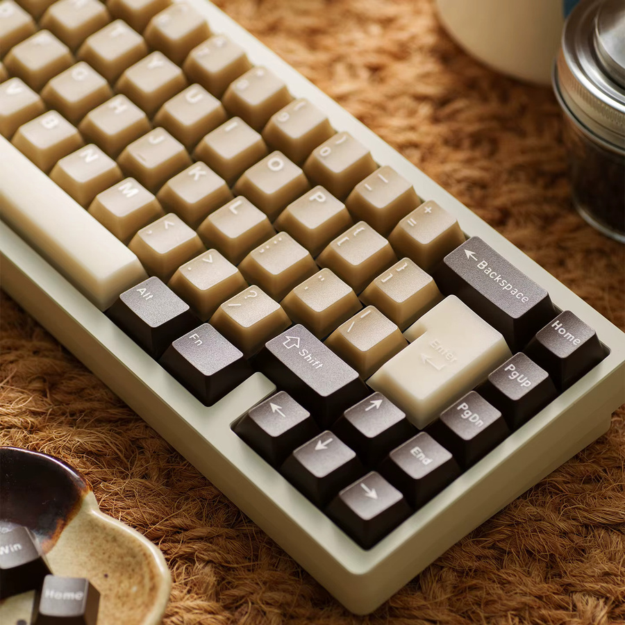 Venit Keys Latte Coffee Keycaps Cherry Profile Double Shot PBT PC für Alice Layout Mechanische Tastatur, Braun und Beige, 164 Tasten, Translucent - Bild 5