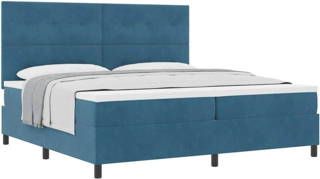 vidaXL Boxspringbett mit Matratze Dunkelblau B/T/H: 200 x 200 x 280 cm - Bild 1