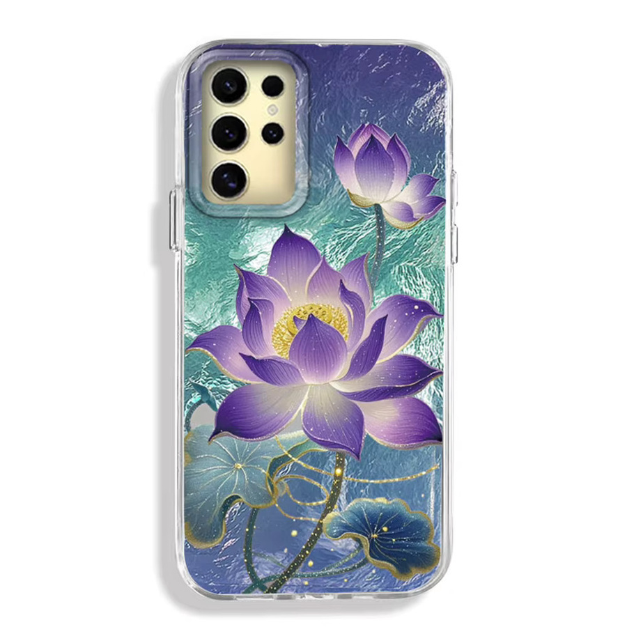 Luxus Handyhülle mit buntem Lotus-Blumen-Design für Samsung Galaxy S24 S23 S22 S25 S21 Plus S20 FE Ultra in Multicolor - Bild 3