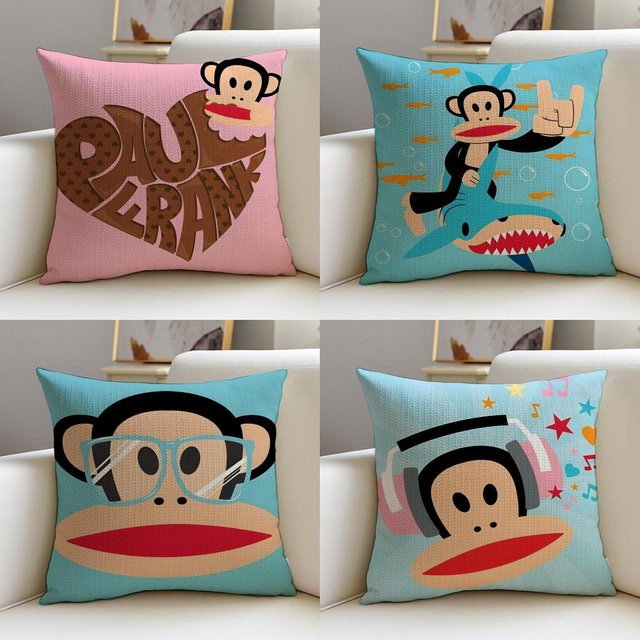 Paul Frank Monkey Kissenbezug aus Leinen, quadratisch, weiß, B/B: 30 x 30 cm - Bild 1