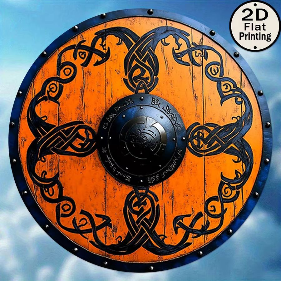 Potdemiel Metallschild Viking Orange Shield mit keltischem Muster, rund, Durchmesser: 20,32 cm - Bild 2
