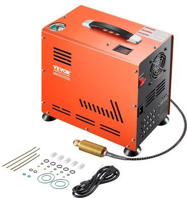 VEVOR PCP-Luftkompressor mit 800 W Doppelzylinder, 310 bar/30 MPa, Ölfrei, mit integriertem Lüfterkühlsystem und Auto-Stopp, Farbe: Orange