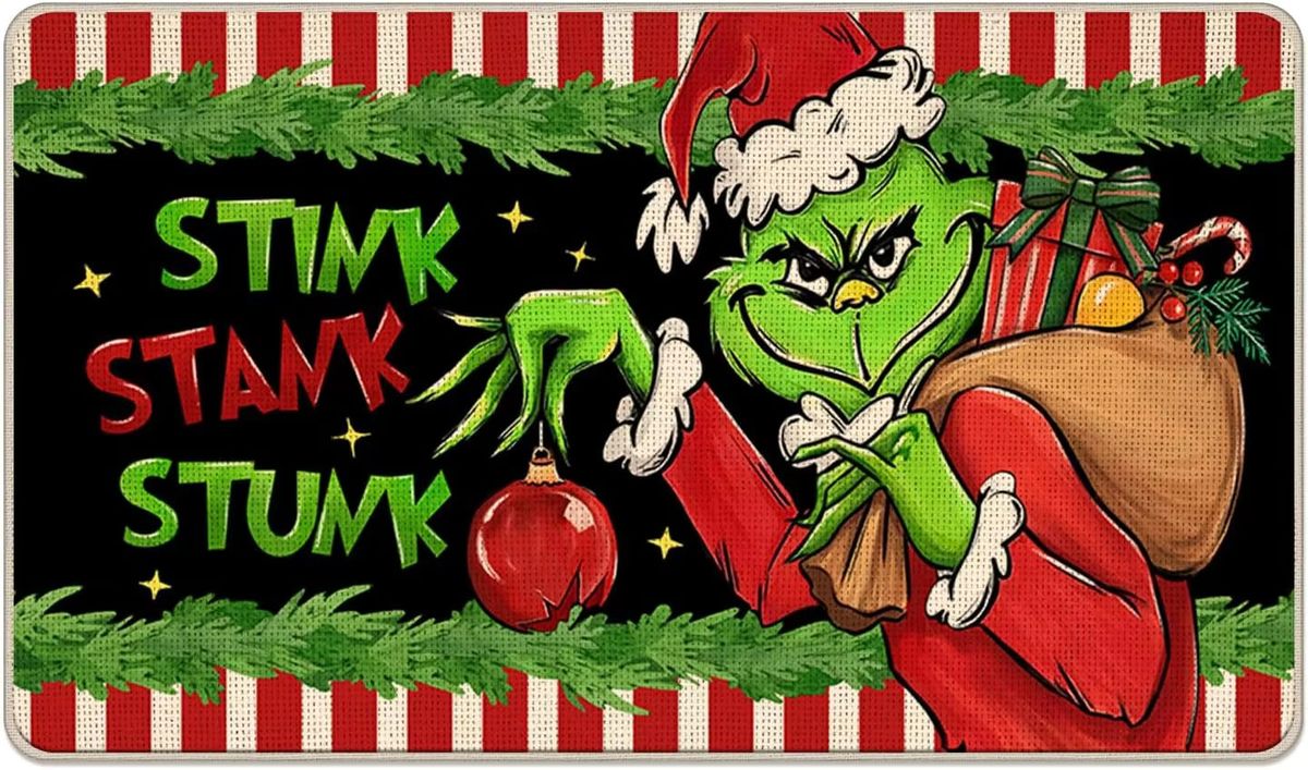 VIKAMA Weihnachts-Fußmatte in Grün für Innen- und Außenbereich mit lustigem Design - Bild 4