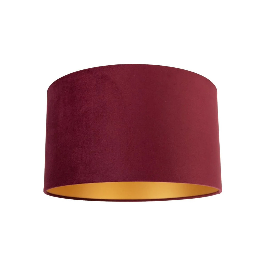 QAZQA Samt Lampenschirm Rot mit goldener Innenseite, Zylinderform, E27, Durchmesser: 35 cm, Höhe: 20 cm - Bild 2
