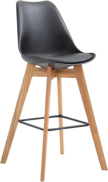 2er Set Barhocker DELUKE in Schwarz mit Lehne, moderne Tresenhocker aus Kunststoff und Holz, B/T/H: 48 x 56 x 112 cm - Bild 1