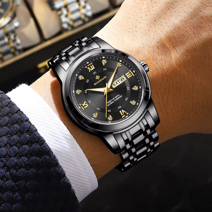 LIGE Armbanduhr Edelstahl, Quarz, Schwarz, Herren - Bild 6