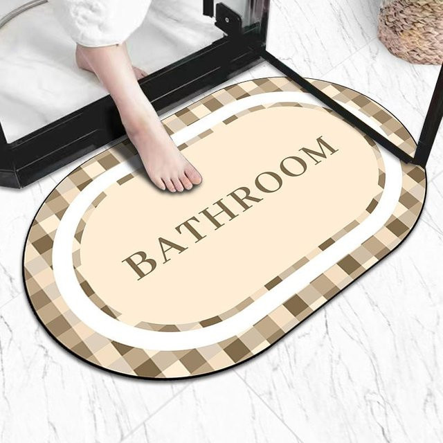 Saugfähige und schnelltrocknende Badezimmermatte aus Diatomit-Material, beige, B/T: 60 x 40 cm - Bild 1