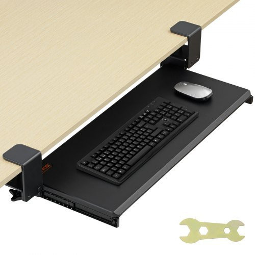 VEVOR Tastaturhalterung zum Klemmen unter dem Schreibtisch, ausziehbare Computerschublade mit stabiler C-Klemme ohne Bohren, Farbe: Schwarz, Breite: 68 cm, Tiefe: 28 cm - Bild 1
