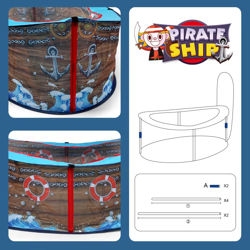 RonHam Kinderspielzelt Piratenschiff Design, buntes und faltbares Spielhaus für Jungen und Mädchen - Bild 4