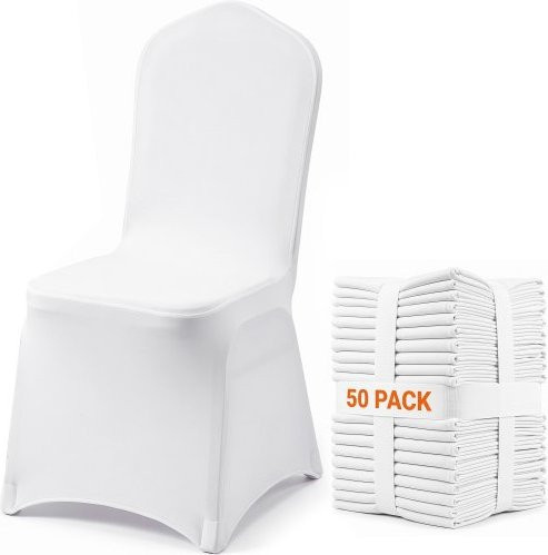 VEVOR 50er Set Stuhlhussen aus elastischem Spandex für Klappstühle, universell passende Stuhlbezüge in Weiß, abnehmbar und waschbar - Bild 1