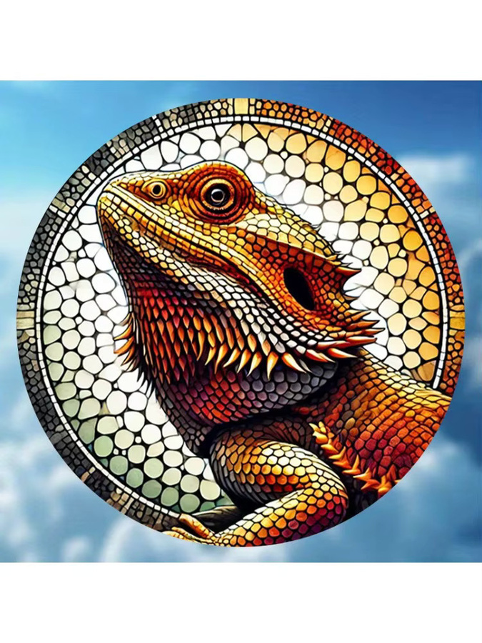 Potdemiel Rundes Aluminiumschild mit australischem Bärtigem Drachen als Vintage Wanddeko, Durchmesser: 20,3 cm, Mehrfarbig - Bild 3