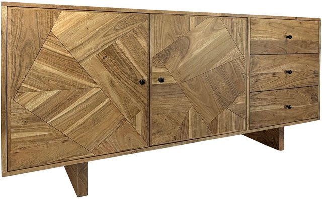 Modernes Sideboard aus Akazie Massivholz in Braun, B/T/H: 150 x 45 x 75 cm - Bild 1
