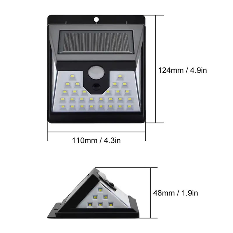Wasserdichte Solar-LED-Wandleuchte mit Bewegungsmelder für den Außenbereich in Schwarz und Weiß - Bild 6