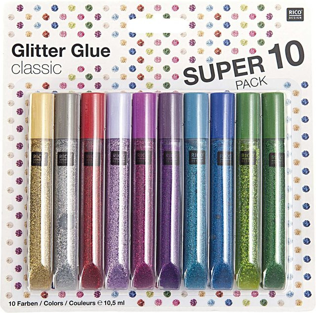 Rico Design Glitter Glue Classic, 10 x 10,5 ml - Bild 1