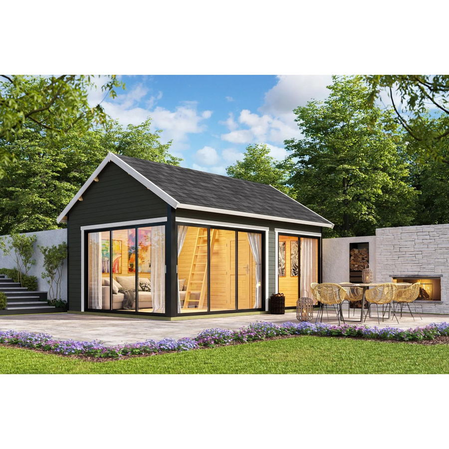 Lasita Gartenhaus Murano Maja mit Satteldach in Carbongrau, B/H/T: 595 x 364,8 x 445,5 cm - Bild 2