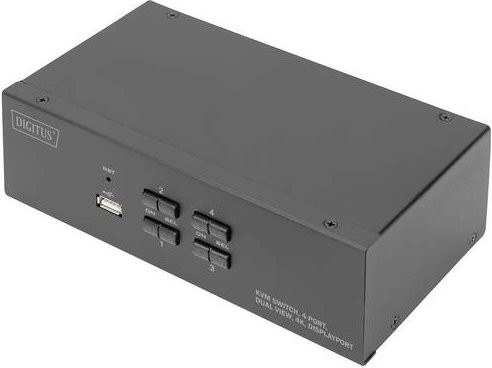 Digitus DS-12882 KVM-Switch mit 4 DisplayPort und USB Anschlüssen in Schwarz für 4K UHD Auflösung - Bild 1