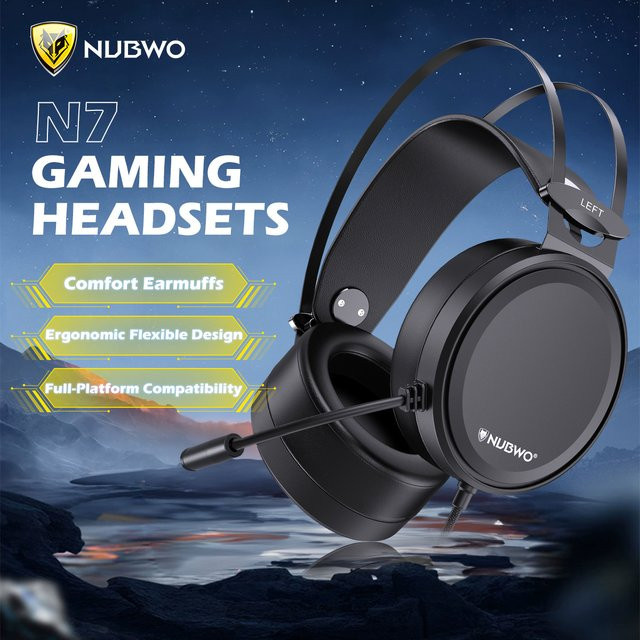 NUBWO N7 Gaming-Headset Over-Ear mit Mikrofon Schwarz für PS4, PS5, Switch und Xbox One - Bild 1