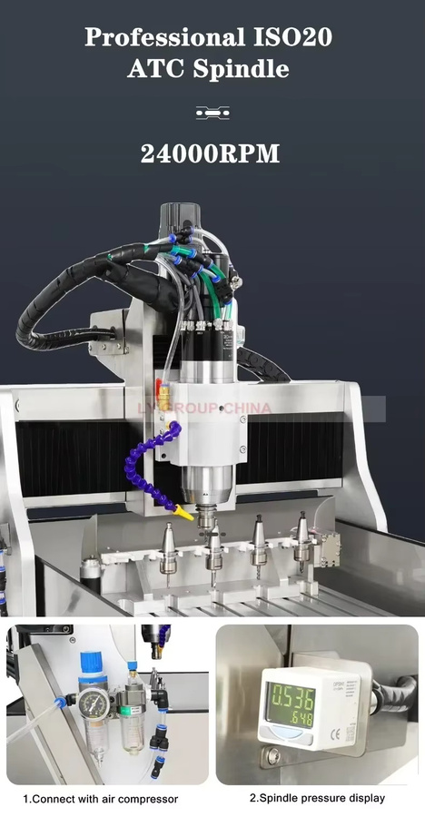 LYBGACNC LY 6040-ATC CNC Gravur Schnitzmaschine mit 2,2 kW Spindel, 5 Stück Werkzeugmagazin und Handrad - Bild 4