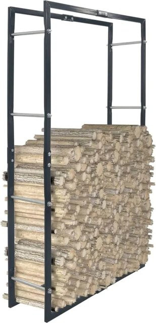 vidaXL Brennholzregal aus Stahl in Schwarz, B/T/H: 80 x 25 x 150 cm - Bild 1