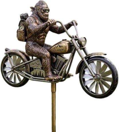 Gartenkunst Sasquatch Windspiel aus Metall in Braun als kinetische Windmühlen-Skulptur für Garten und Terrasse - Bild 1