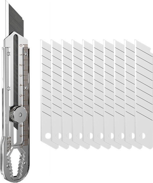 AXE SHAN 8-in-1 Multifunktionsmesser aus Edelstahl in Silber mit 9mm Abbrechklinge und Sechskantschlüssel - Bild 1