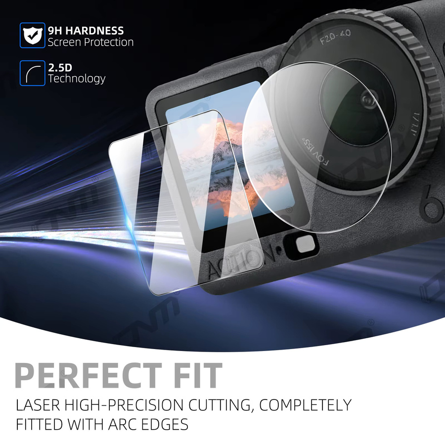 DJI Action 6 Displayschutzfolie aus gehärtetem Glas, transparent, HD-klar und kratzfest - Bild 5