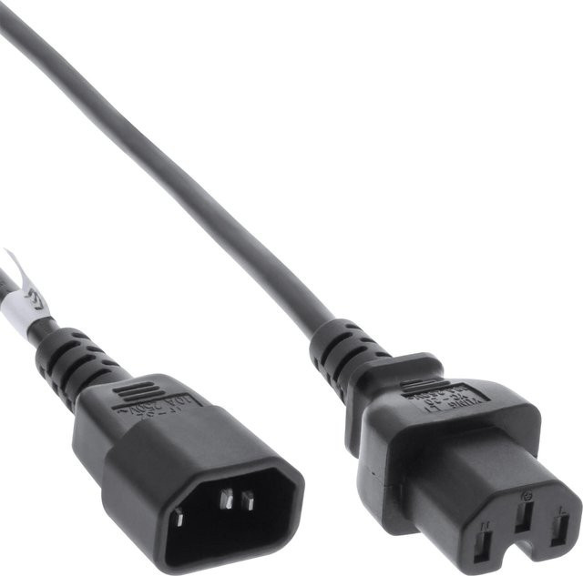 InLine 20er Bulk-Pack Netzkabelverlängerung C15 auf C14, schwarz, Länge: 3 m - Bild 1