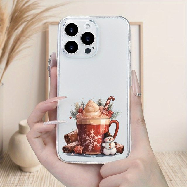 Transparente TPU-Handyhülle mit Weihnachtskaffee-Muster für Apple iPhone 17 16 15 14 13 12 11 Pro Max Plus Mini SE und XS XR X - Bild 1