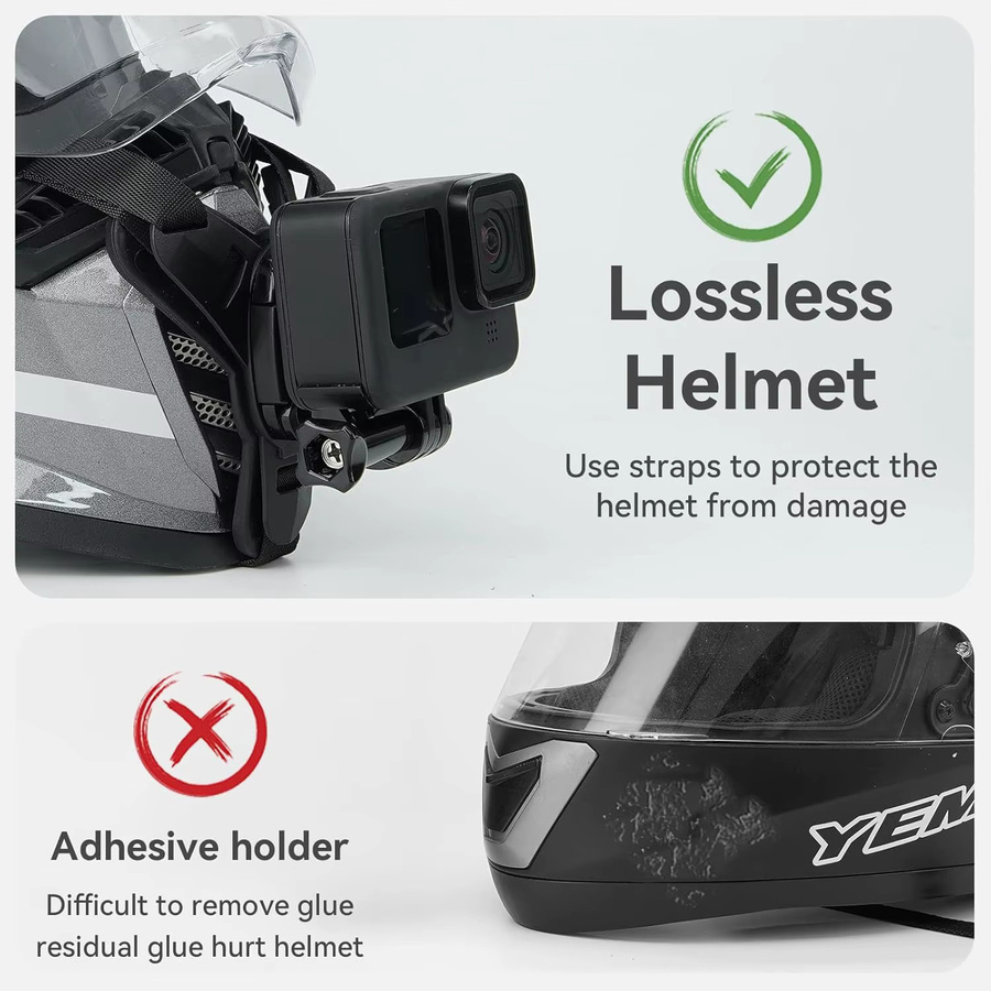 Universelle Motorradhelm-Kinnriemenhalterung für Action-Kameras in Schwarz, kompatibel mit GoPro Hero 13-8, DJI Osmo, Insta360, SJCAM und AKASO - Bild 4