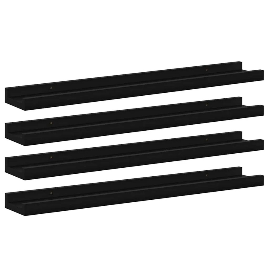 vidaXL Wandregale 4er-Set Schwarz aus MDF, B: 60 cm, H: 9 cm, T: 3 cm - Bild 2