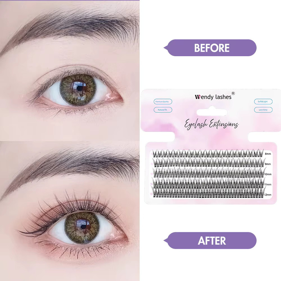 Wendy Lashes Fischschwanz-Cluster-Wimpernverlängerungen, 5 Reihen, B/C-Locken - Bild 2