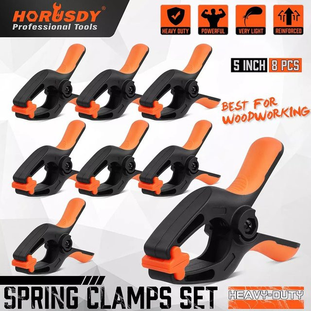 HORUSDY 8er-Pack Federklemmen aus Nylon in Schwarz mit rutschfestem Gummigriff - Bild 1