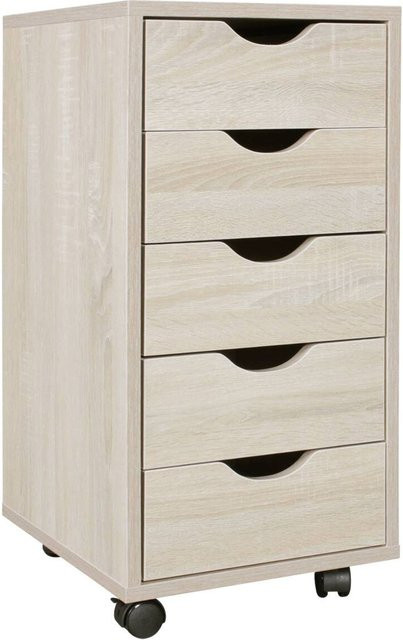 Wohnling Rollcontainer in Braun aus Spanplatte mit Rollen B/H/T: 33 x 64 x 38 cm - Bild 1