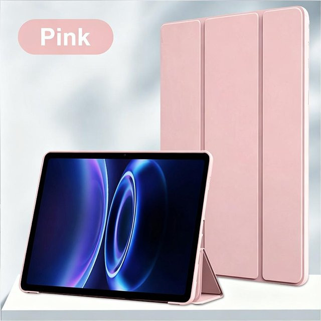 Stoßfeste Silikon-Tablet-Hülle für Xiaomi Redmi Pad SE 9.7 mit Dreifach-Klappständer und Auto Wake Sleep Funktion in Pink - Bild 1
