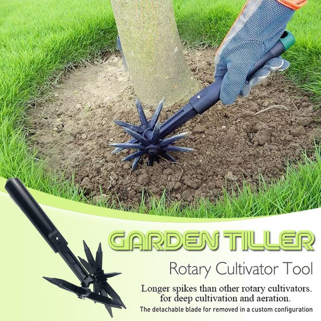 QDS Garten Pinne Rotary Grubber Handheld Werkzeug zum Jäten und Graben in Schwarz - Bild 1