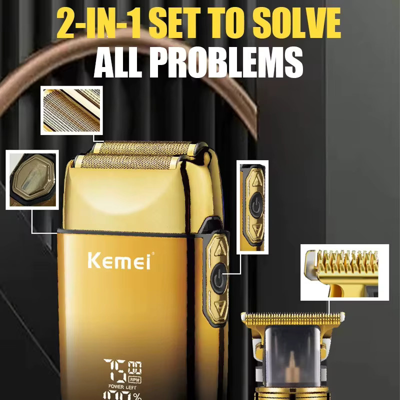 Kemei Haarschneider-Set, Elektrorasierer und Bartschneider, Gold, Herren - Bild 3