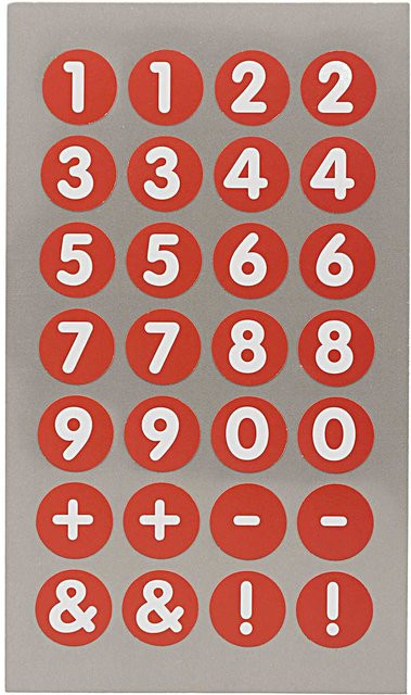 Rico Design Paper Poetry Office Sticker Zahlen rot-weiß 13mm 4 Bogen - Bild 1