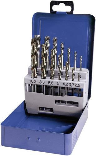 Eventus by Exact 10397 Maschinengewindebohrer-Set 14teilig metrisch M1 bis M12 silberfarben rechtsschneidend nach DIN 371 - Bild 1