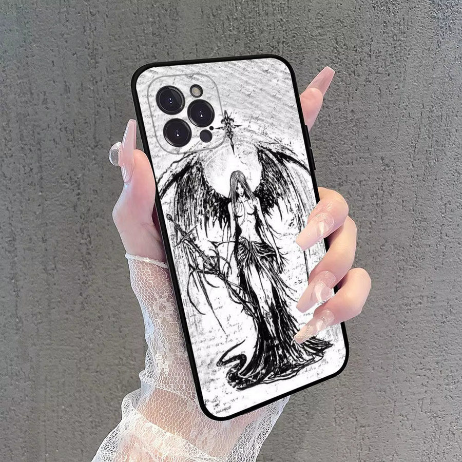 Retro Gothic Girl Handyhülle für iPhone 15 14 13 12 11 Pro Max Mini XS XR 7 8 Plus - Bild 2