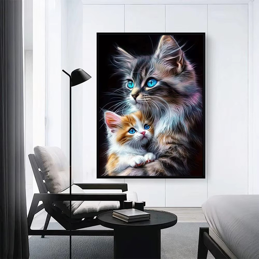 EverShine Diamant Stickerei Kit Katze Mosaik DIY 5D Kunstmalerei mit Rundbohrern, Multicolor, Breite: 30 cm, Höhe: 20 cm - Bild 3