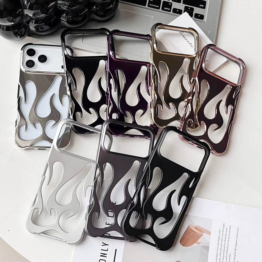 Stoßfeste Handyhülle mit 3D-Flammenmuster für Apple iPhone 11 bis 18 Pro Max Plus Air in Purple - Bild 4