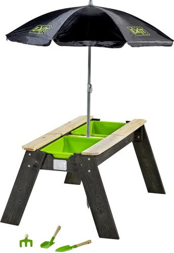 EXIT Aksent Sand- und Wassertisch mit Sonnenschirm und Gartenwerkzeugen in Grau, B/H/T: 94 x 50 x 12 cm - Bild 2