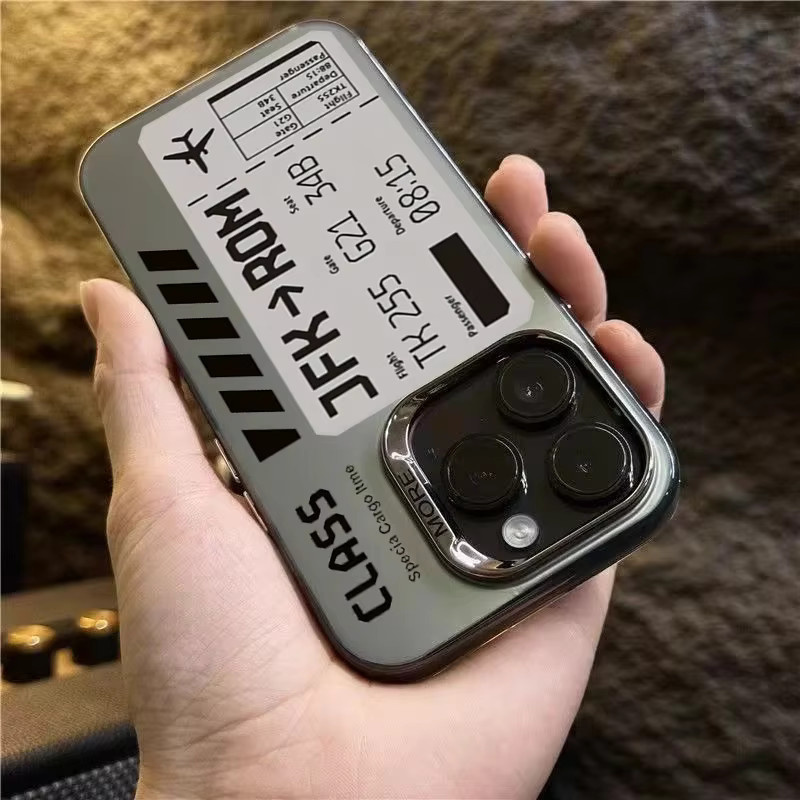 Stoßfeste Handyhülle im Flugzeug Ticket Design für iPhone 11 12 13 14 15 Pro Max XS X XR 7 8 Plus SE 2020 mit galvanisierter Oberfläche - Bild 3