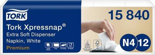 Tork Xpressnap Papierservietten 15840, 2-lagig, extra Soft, Weiß, 8 Pack á 500 Stück (4000 Servietten) - Bild 1