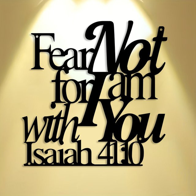 DDPNKL Wanddekoration aus Metall in Gold mit hebräischer Schrift und Bibelvers Fear Not for I Am with You im minimalistischen Design - Bild 1