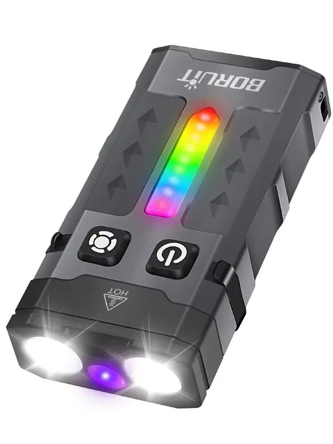 BORUiT EV20 EDC UV-Schlüsselanhänger-LED-Taschenlampe mit 1100 Lumen, wiederaufladbare Arbeitsleuchte mit Magnet und Typ-C-Anschluss, Schwarz - Bild 3