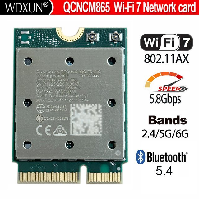 WDXUN WiFi 7 QCNCM865 Combo-Modul mit Bluetooth 5.4, bis zu 5,8 Gbps, unterstützt Wi-Fi 7, Wi-Fi 6E und Wi-Fi 6 802.11ax - Bild 1