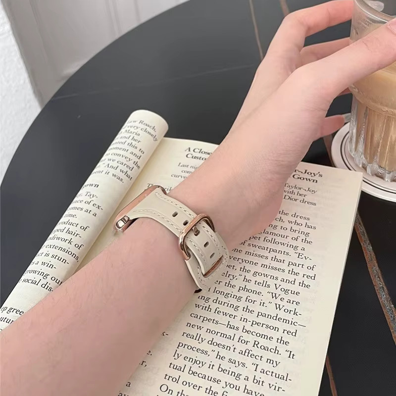 TINUORA Uhrenarmband Leder, Weiß, Damen - Bild 2